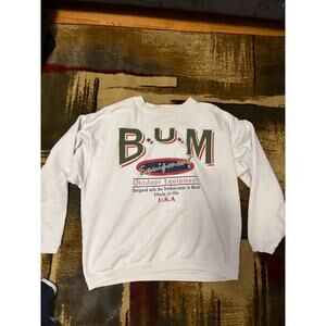 Vintage B.U.M. Equipment Outdoor USA Crewneck Sweatshirt XL White Made in USA
